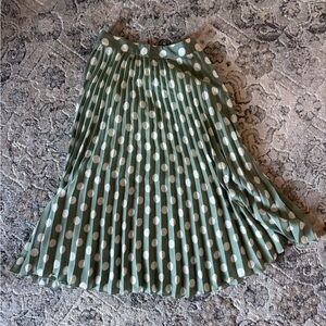 Green Polka Dot Pleated Skirt
